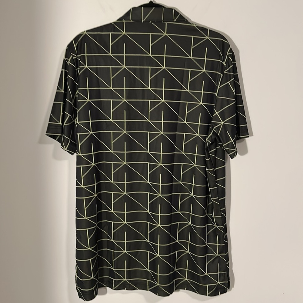 Adidas Jacquard Lines Black and Lime Men's Golf Polo Shirt size Large - Picture 4 of 9